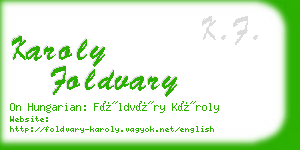 karoly foldvary business card